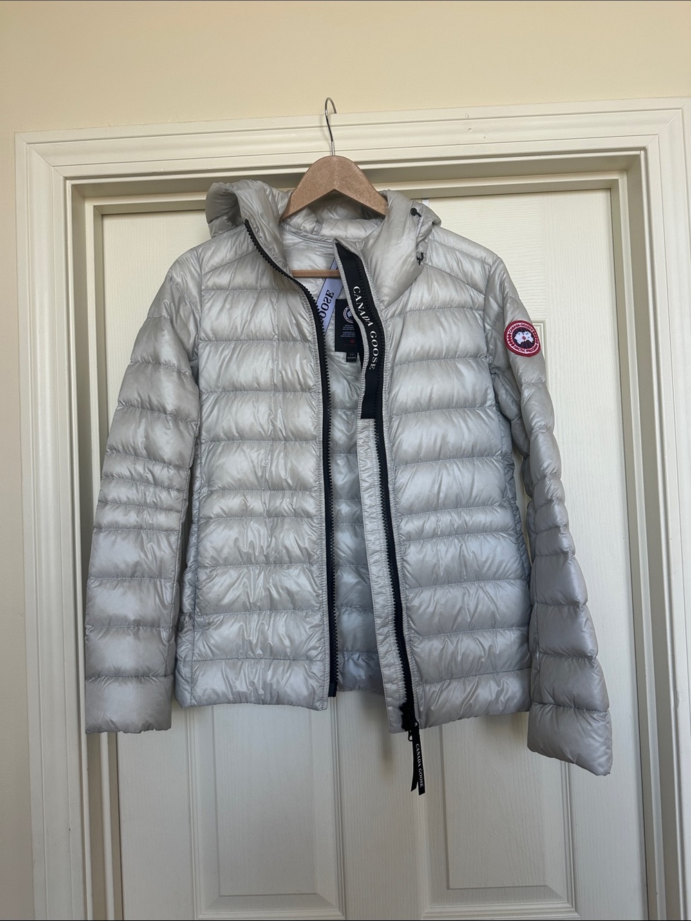 Canada Goose Women's Cypress Silver Packable Down Puffer Jacket with Hood